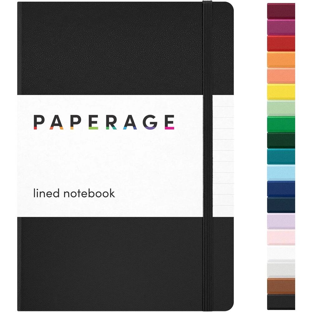 NEW PAPERAGE Lined Journal Notebook Black 160 Pages Medium Sealed 5.7” x 8”